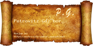 Petrovitz Gábor névjegykártya